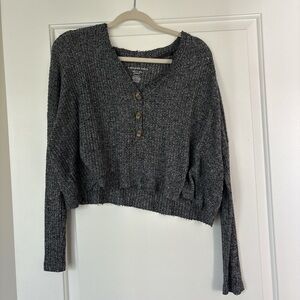 American Eagle Outfitters Charcoal Button-Up Hoodie